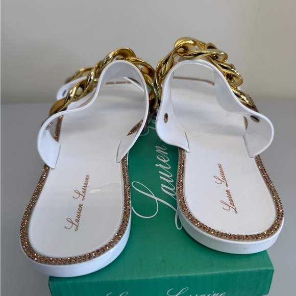 lauren larraine chan white and gold sandals womens 10 - Picture 3 of 6